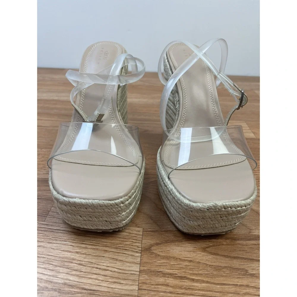 ASOS DESIGN Wide Fit Tasha Espadrille Wedges Sandals in Clear Womens 10 WIDE NEW